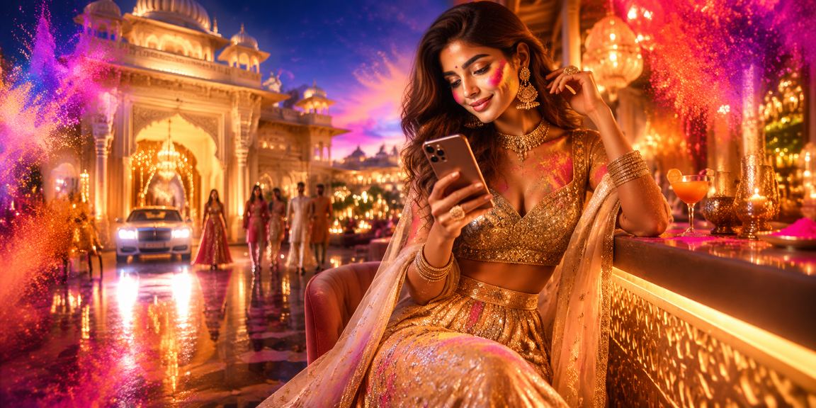 Indian player browsing lottery games on a mobile device at home